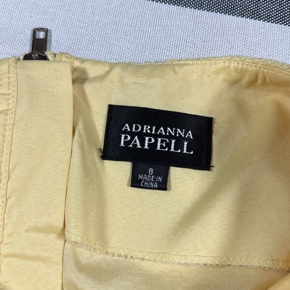 Adrianna Papell Womens Yellow Lace Shift Dress Elbow Sleeve Size 8 Spring Mod - Picture 9 of 11